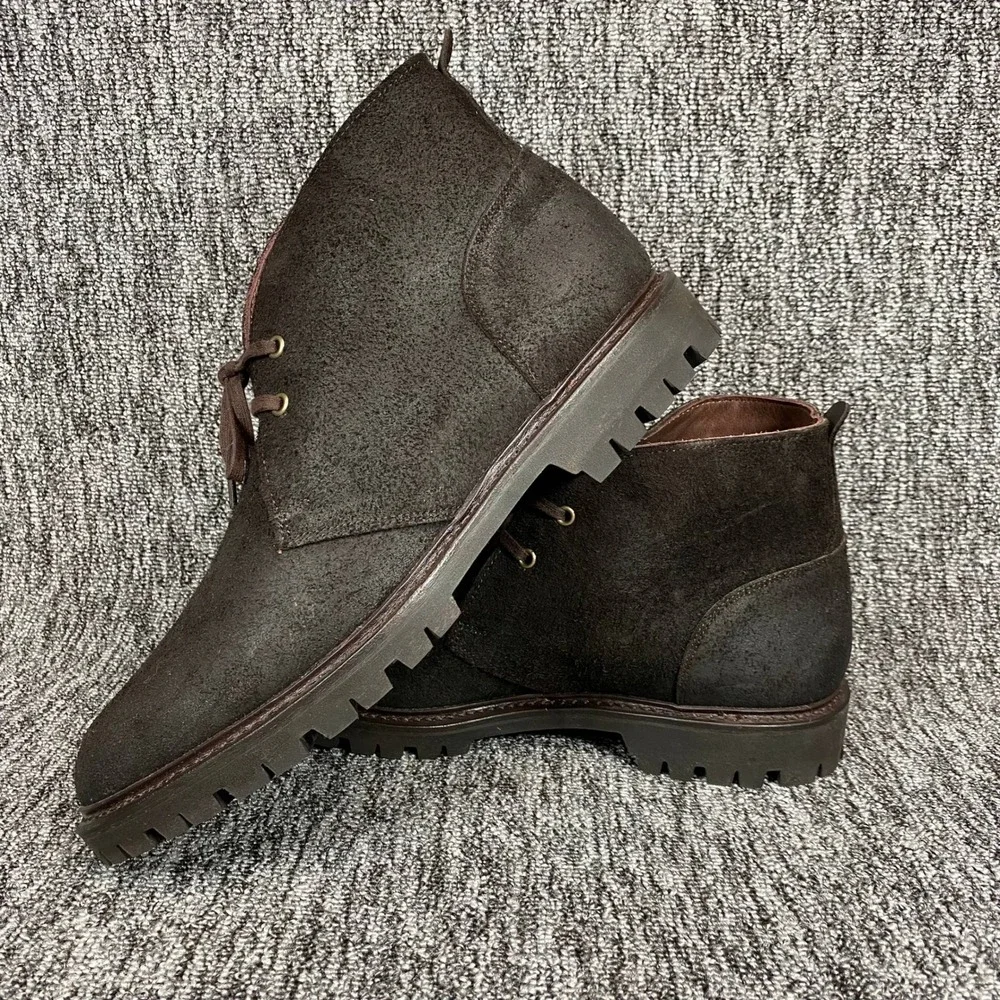 Allen Edmonds Dark Brown Suede Chukka Boots Lug Sole Mens 11 E Wide 8137